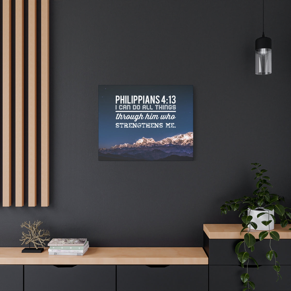 Scripture Canvas Strengthens Philippians 4:13 Blue Sky Christian Wall Art Bible Verse Print Ready to Hang