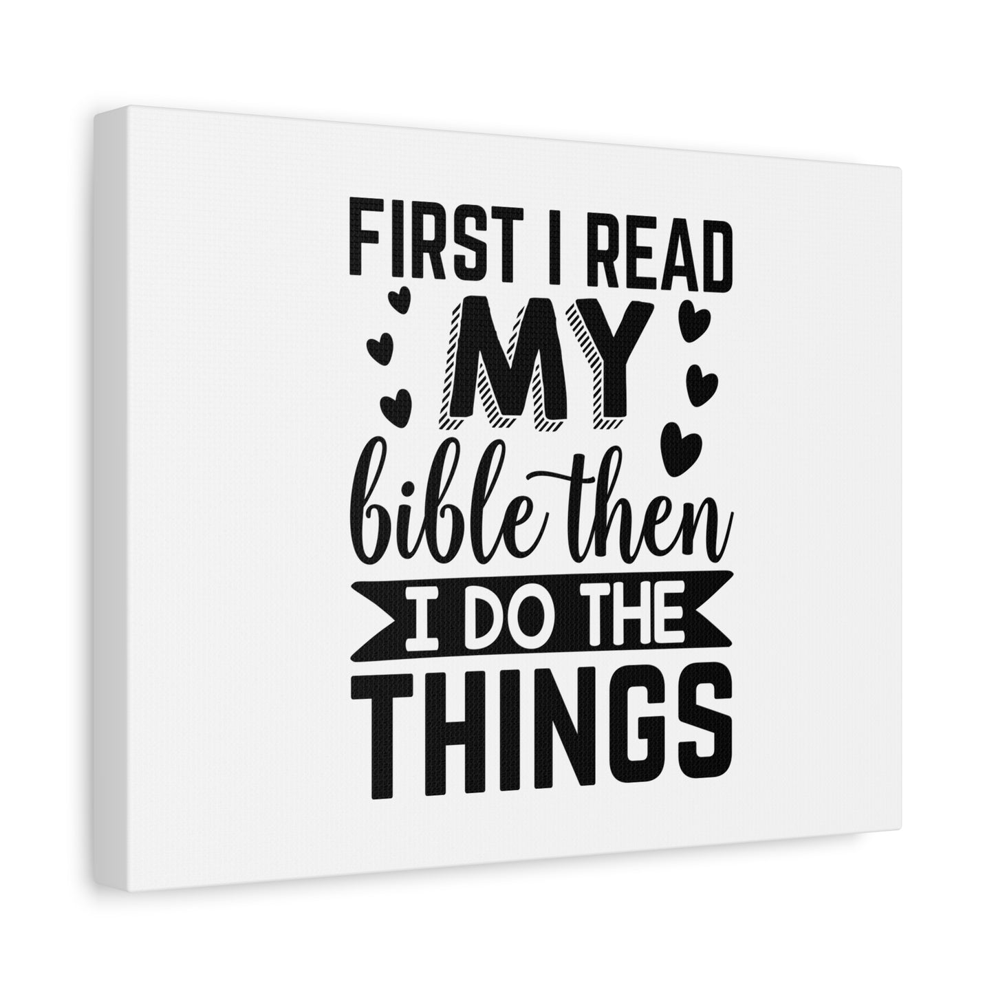 Scripture Canvas First I Read My Bible Psalm 119:105 Christian Wall Art Bible Verse Print Ready to Hang