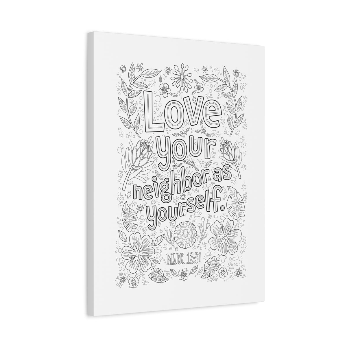 Scripture Canvas Love Your Neighbor Mark 12:31 Christian Wall Art Bible Verse Print Ready to Hang