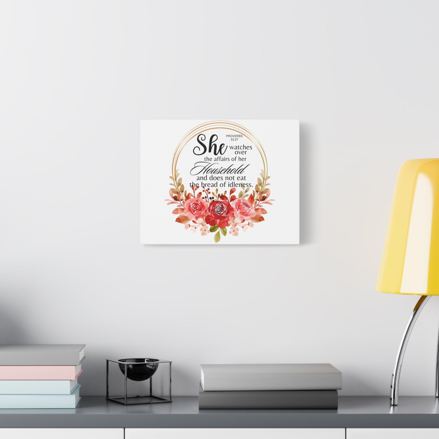 Scripture Walls Proverbs 31:27 She Watches Over Her Household Bible Verse Canvas Christian Wall Art Ready to Hang Unframed