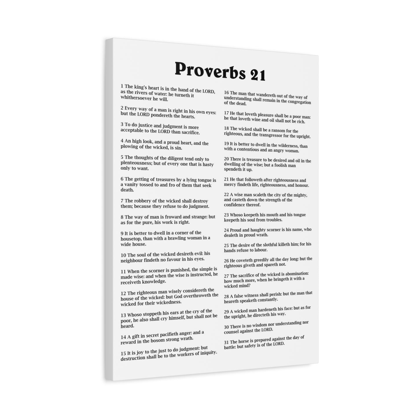 Scripture Walls Proverbs Chapter 21 White Bible Canvas Christian Wall Art Ready to Hang Unframed