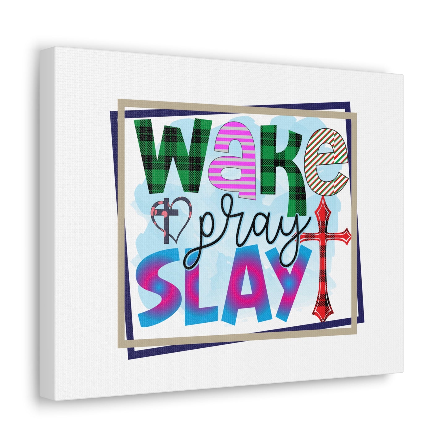 Wake, Pray, Slay Luke 21:36 Square Christian Wall Art Bible Verse Print Ready to Hang