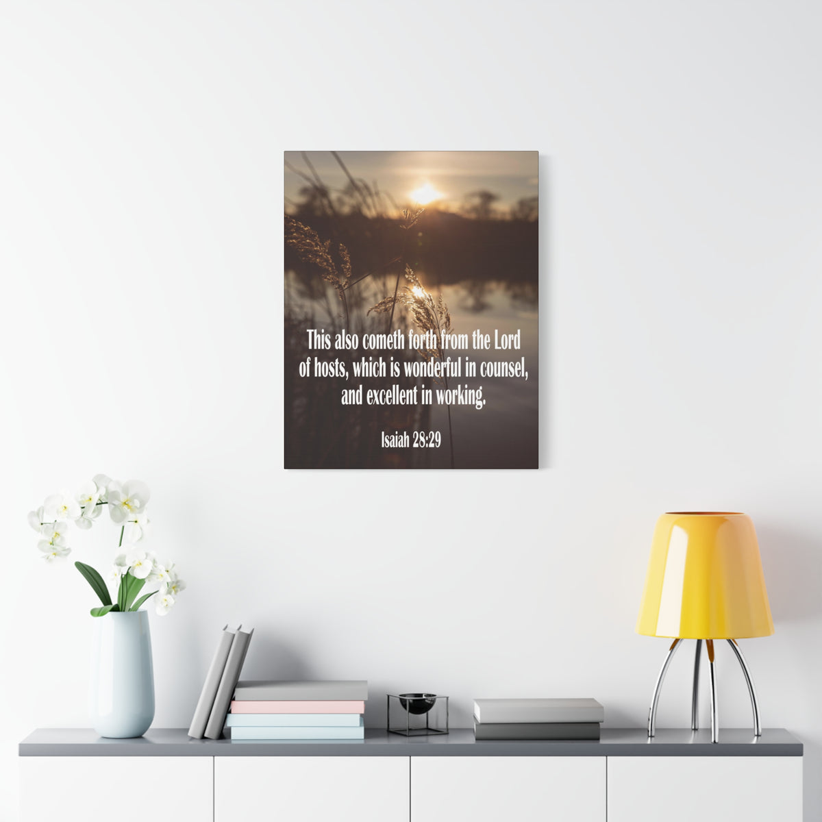 Scripture Canvas Wonderful in Counsel Isaiah 28:29 Christian Wall Art Bible Verse Print Ready to Hang