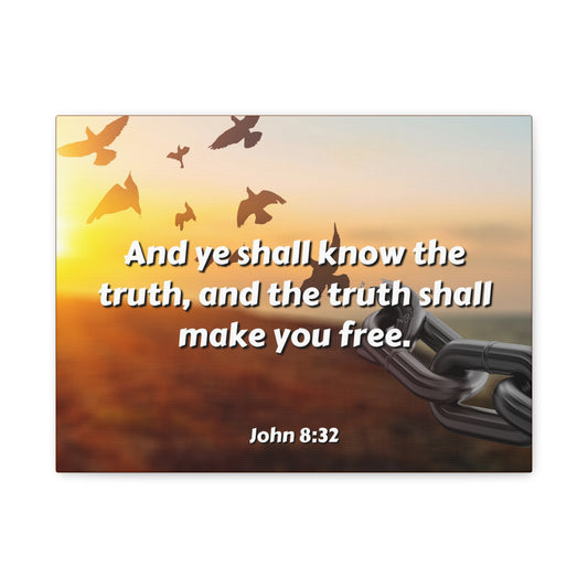 Scripture Canvas The Truth John 8:32 Christian Wall Art Bible Verse Print Ready to Hang