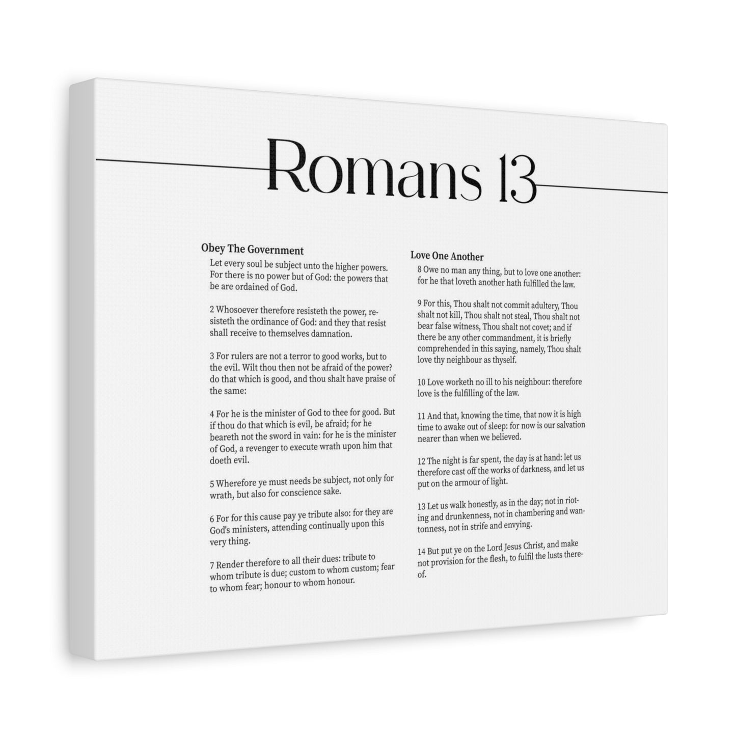 Scripture Canvas Romans 13 Christian Wall Art Print Ready to Hang