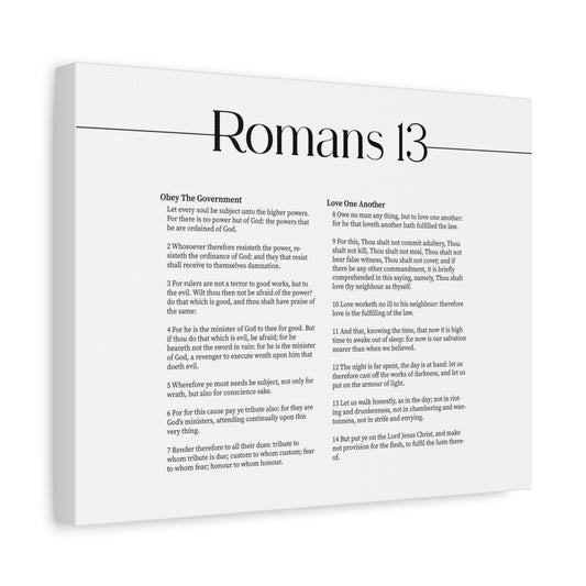Scripture Canvas Romans 13 Christian Wall Art Print Ready to Hang