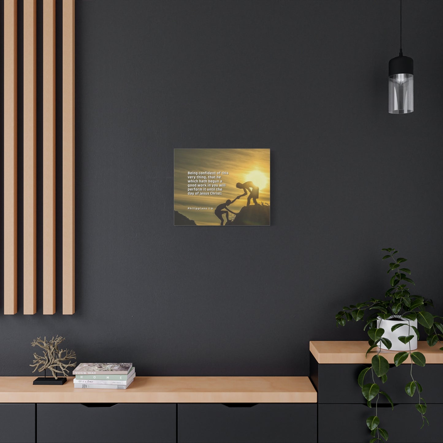 Scripture Canvas Being Confident Philippians 1:6 Christian Wall Art Bible Verse Print Ready to Hang