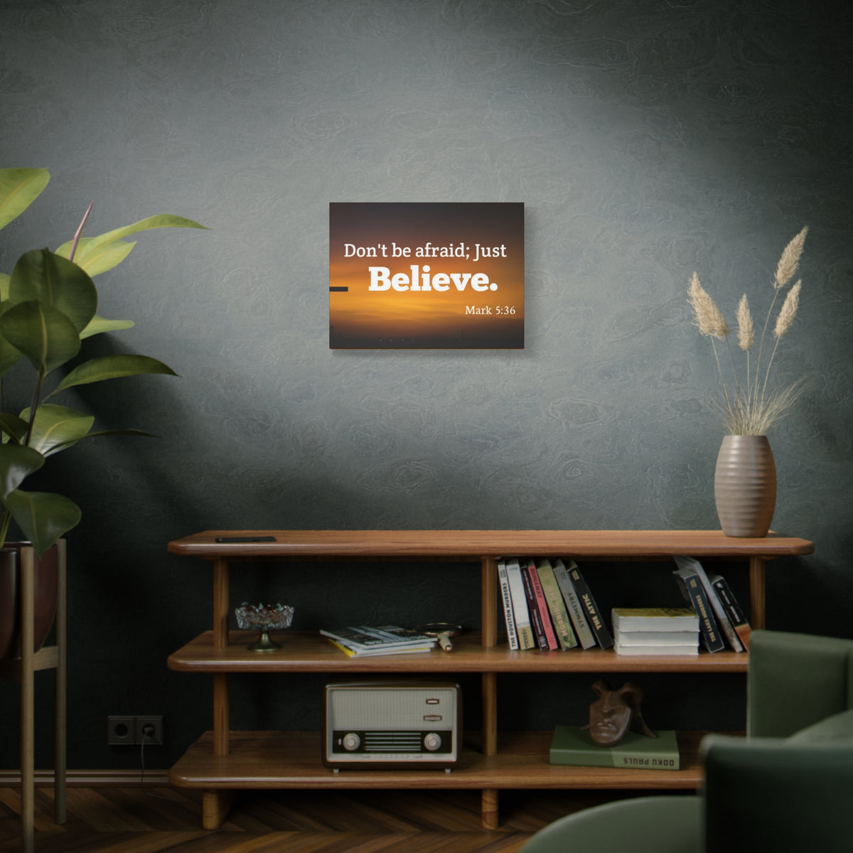 Scripture Canvas Believe Mark 5:36 Christian Wall Art Bible Verse Print Ready to Hang