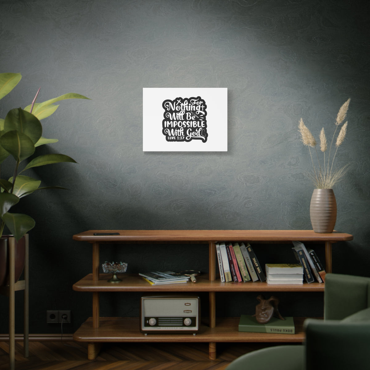 Scripture Canvas With God Luke 1:37 Christian Wall Art Bible Verse Print Ready to Hang