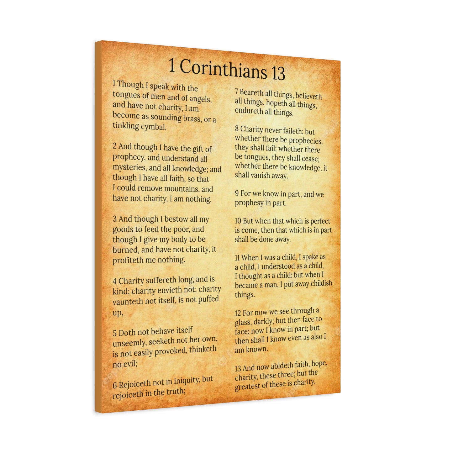 Scripture Walls 1 Corinthians 13 Love Chapter Gold Christian Wall Art Print Ready to Hang Unframed