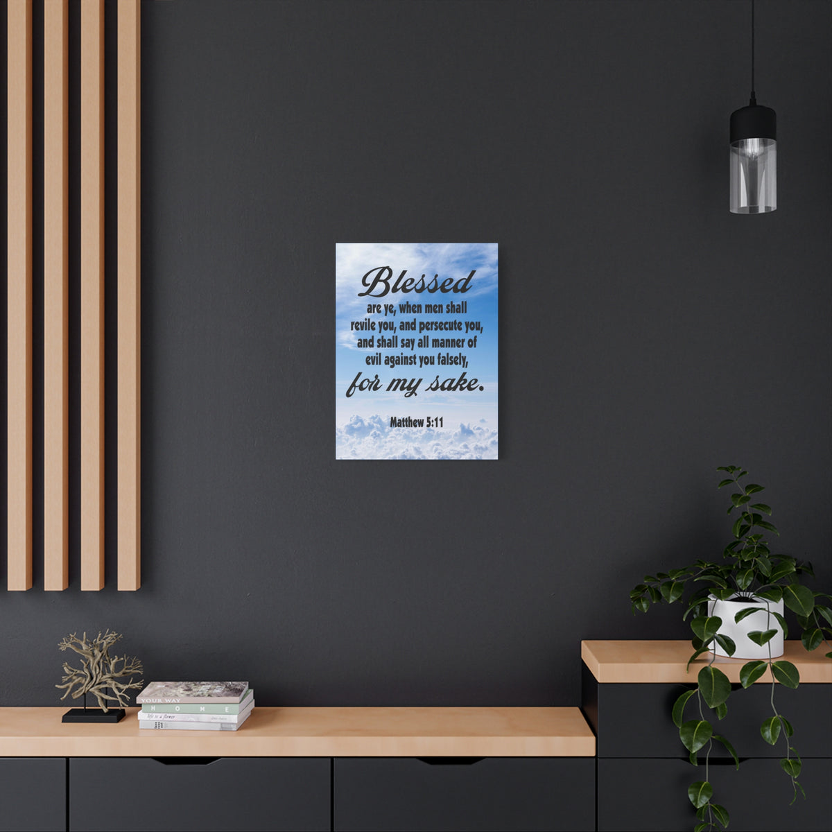 Scripture Canvas Blessed For My Sake Matthew 5:11 Christian Wall Art Bible Verse Print Ready to Hang