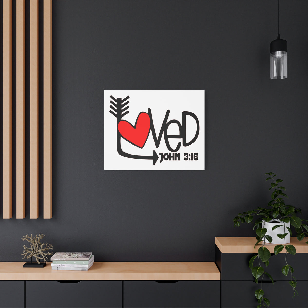 Scripture Canvas Loved John 3:16 Christian Wall Art Bible Verse Print Ready to Hang