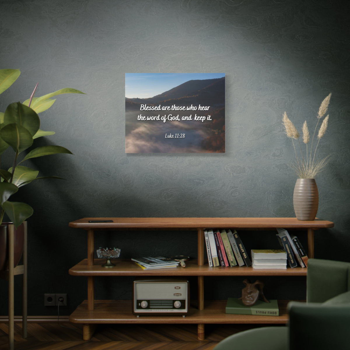 Scripture Canvas Blessed Are They Luke 11:28 Christian Wall Art Bible Verse Print Ready to Hang