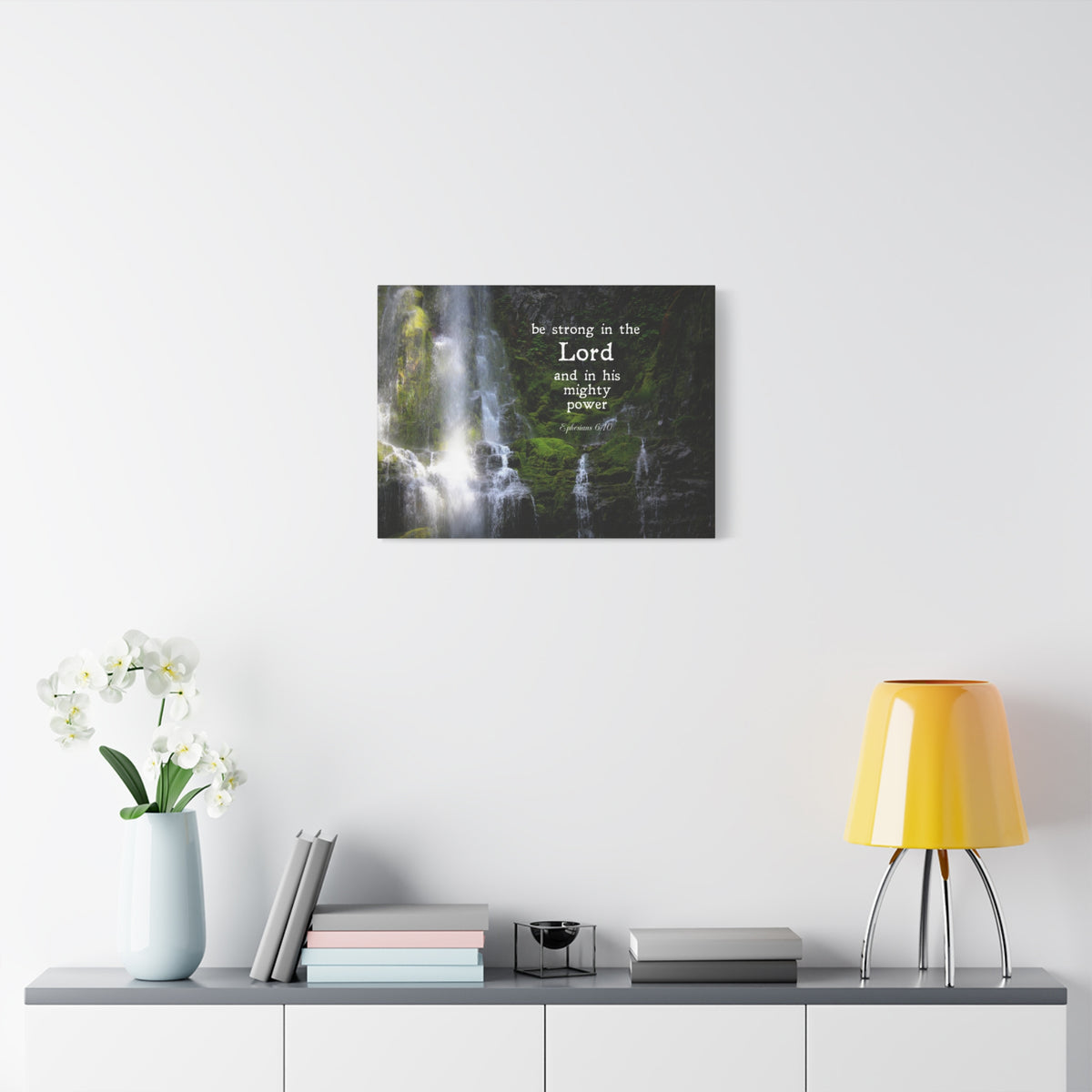 Scripture Canvas Be Strong In The Lord Ephesians 6:10 Christian Wall Art Bible Verse Print Ready to Hang