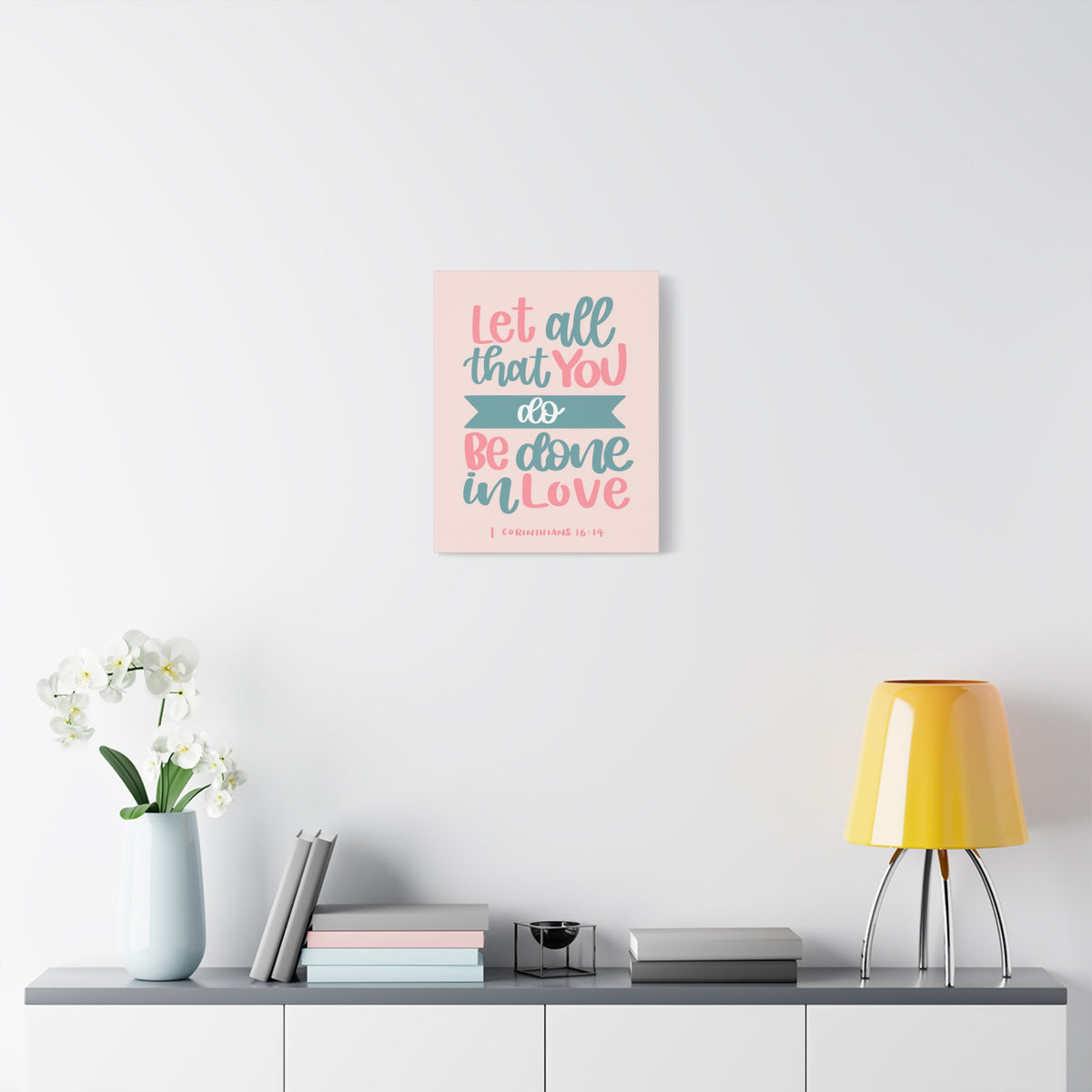 Scripture Canvas Be Done In Love 1 Corinthians 16:14 Christian Wall Art Bible Verse Print Ready to Hang