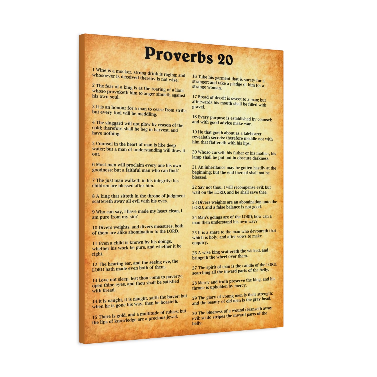 Scripture Walls Proverbs Chapter 20 Gold Bible Canvas Christian Wall Art Ready to Hang Unframed