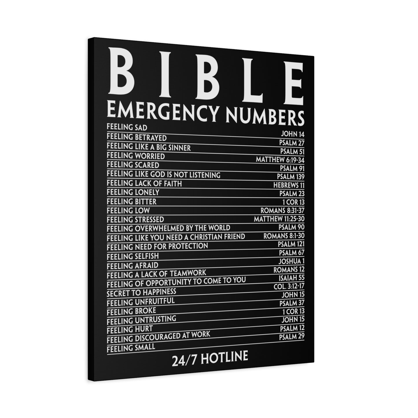 Scripture Walls Bible Emergency Hotline Numbers Bible Verse Canvas Christian Wall Art Ready to Hang Unframed