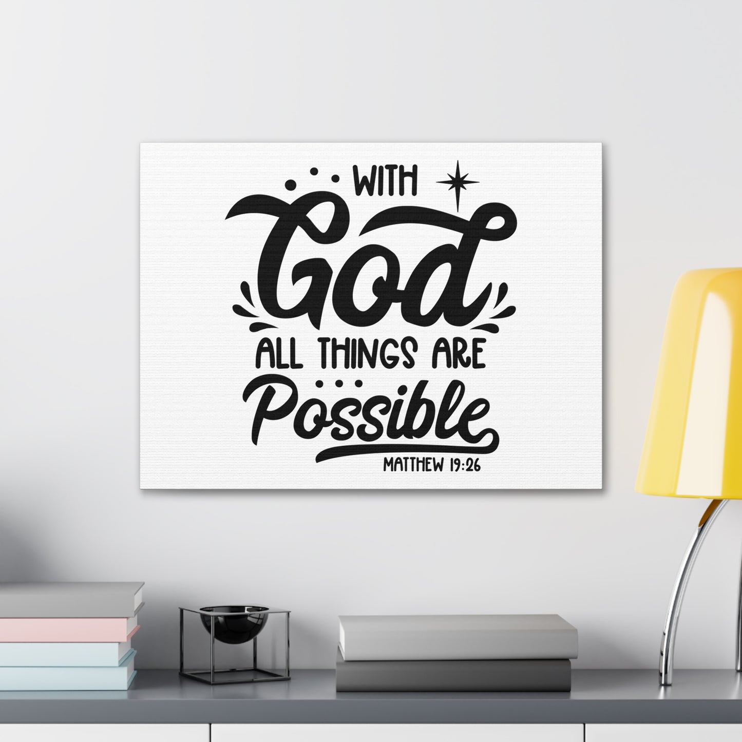 With God Matthew 19:26 Bible Verse Canvas Christian Wall Art Ready to Hang