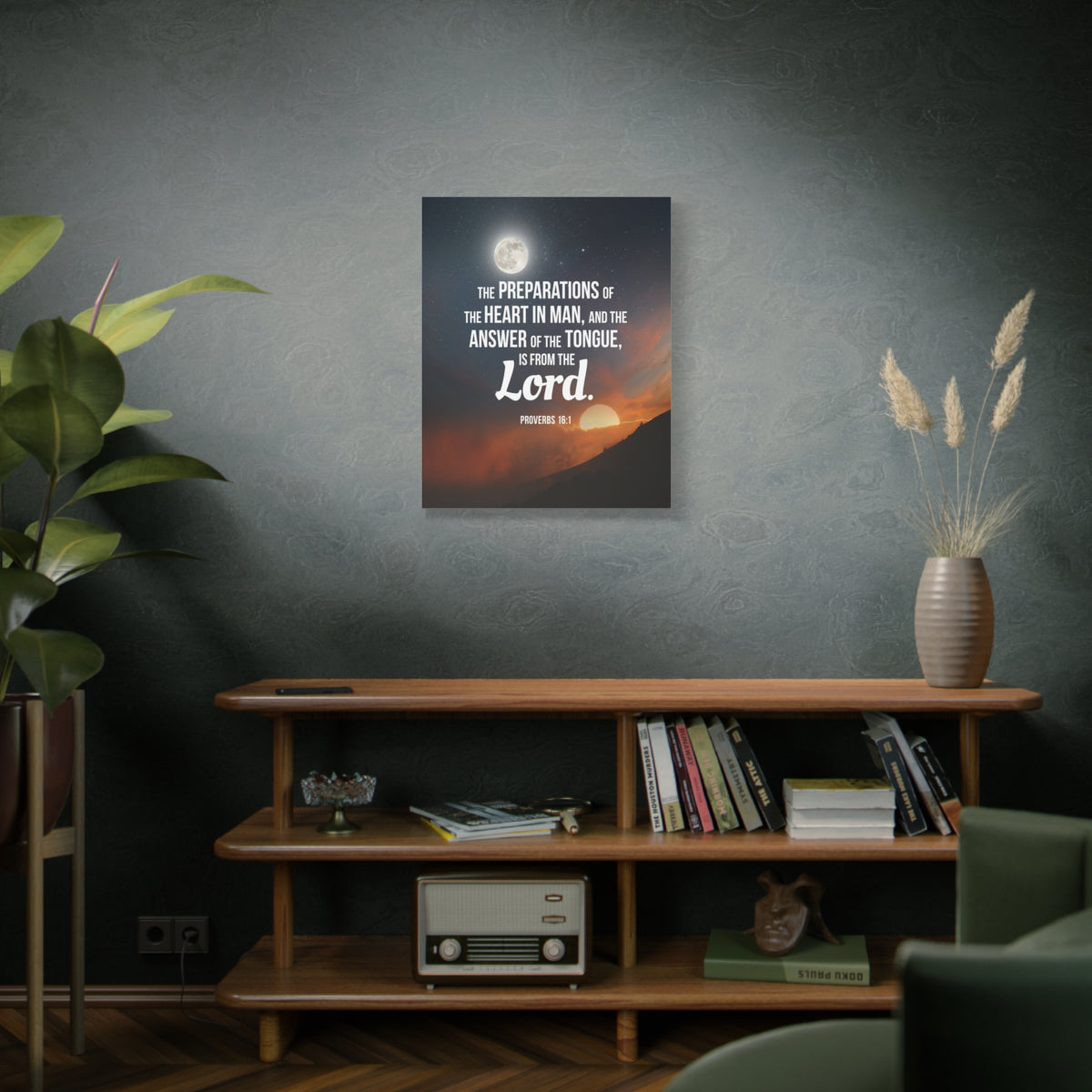 Scripture Canvas Preparations Proverbs 16:1 Christian Wall Art Bible Verse Print Ready to Hang