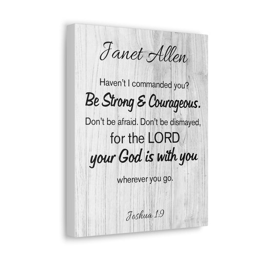 Personalized Joshua 1:9 Bible Chapter Canvas Christian Wall Art Ready to Hang