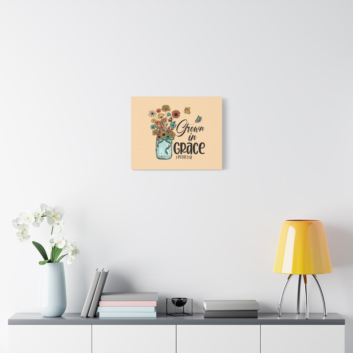 Scripture Canvas Grown In Grace 2 Peter 3:18 Christian Wall Art Bible Verse Print Ready to Hang