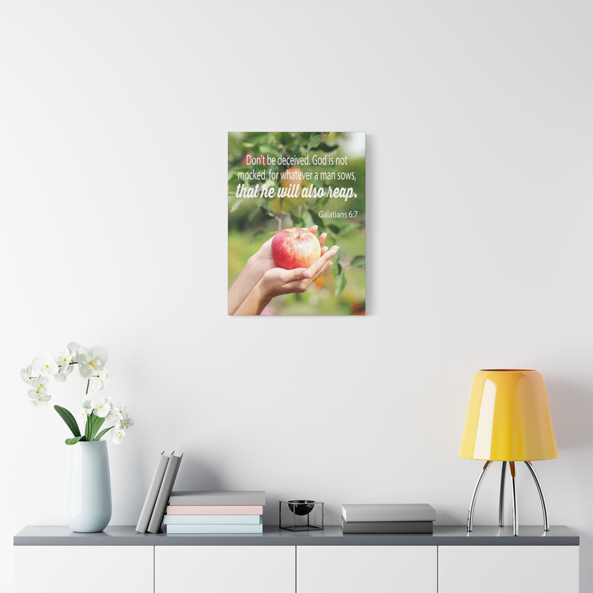 Scripture Canvas Man Reaps What He Sows Galatians 6:7 Christian Wall Art Bible Verse Print Ready to Hang