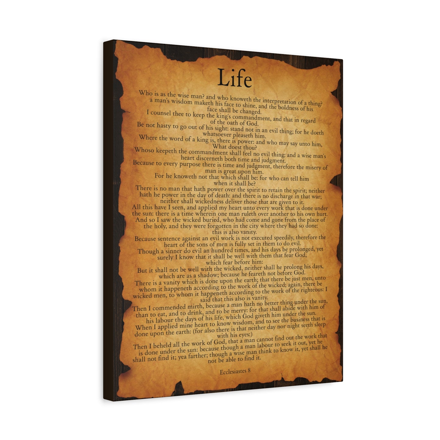 Scripture Walls Life Ecclesiastes 8 Gold Brown Bible Verse Canvas Christian Wall Art Ready to Hang