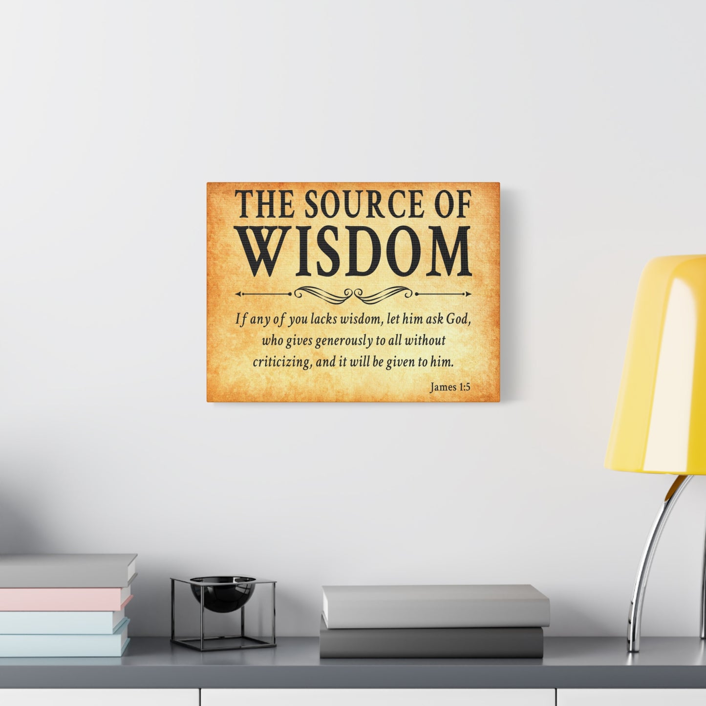 Scripture Walls James 1:5 The Source of Wisdom Gold Bible Verse Canvas Christian Wall Art Ready to Hang Unframed