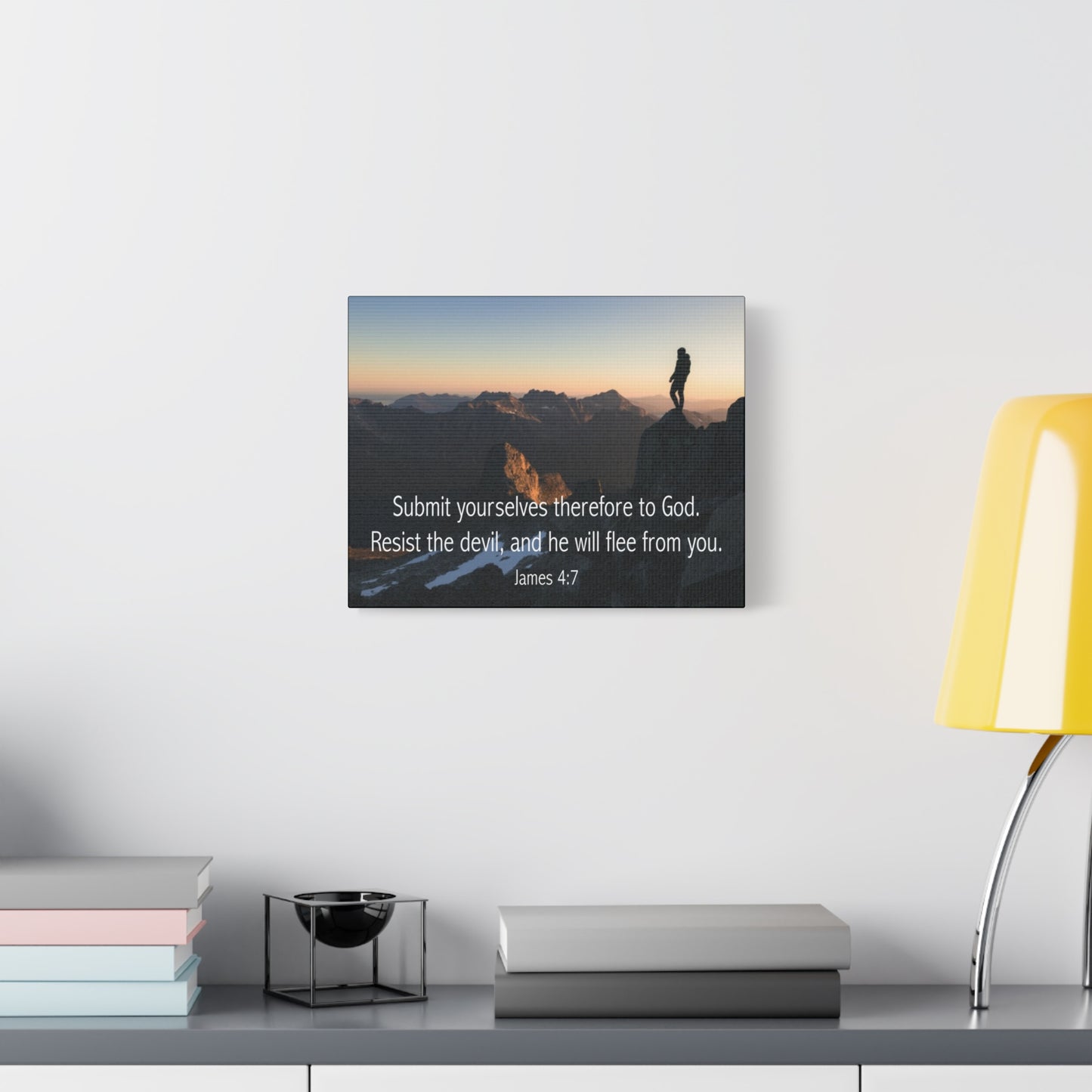 Bible Verse Canvas Resist the Devil James 4:7 Christian Home Décor Wall Art Scripture Ready to Hang Faith Print