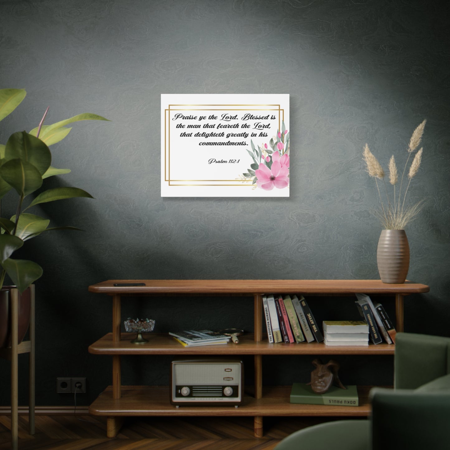 Bible Verse Canvas Praise Ye The Lord Psalm 112:1 Christian Home Décor Wall Art Scripture Ready to Hang Faith Print