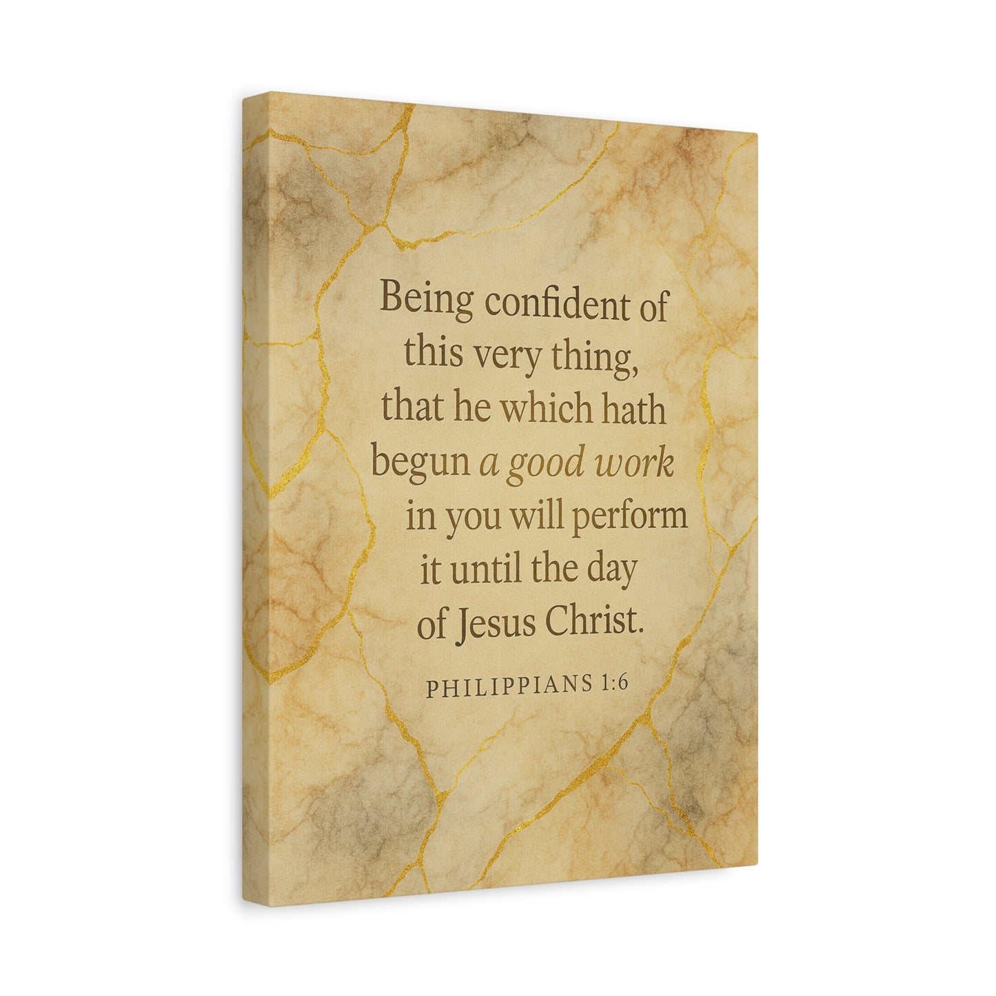Bible Verse Canvas Philippians 1:6 Christian Home Décor Wall Art Scripture Ready to Hang Faith Print