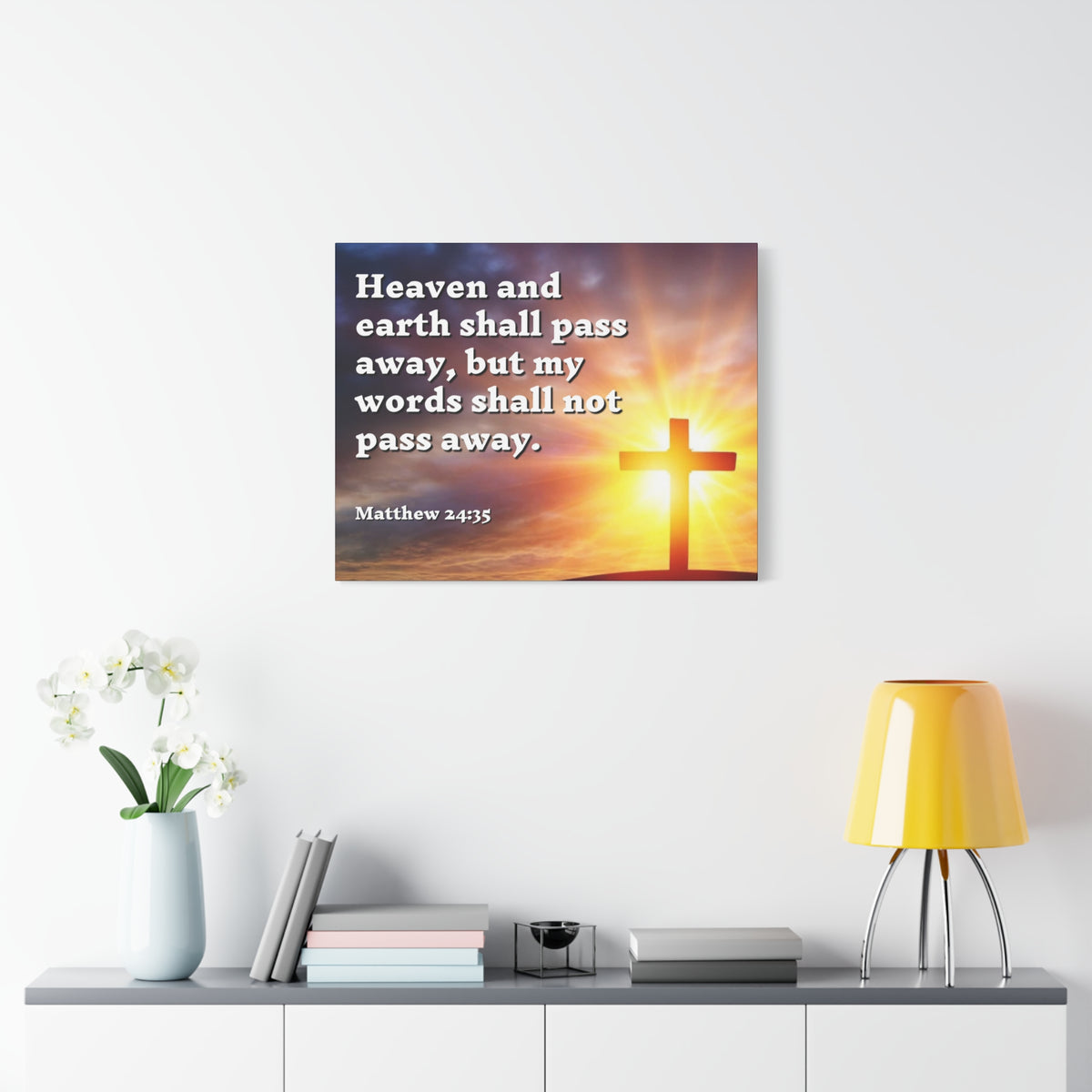 Scripture Canvas My Words Matthew 24:35 Christian Wall Art Bible Verse Print Ready to Hang