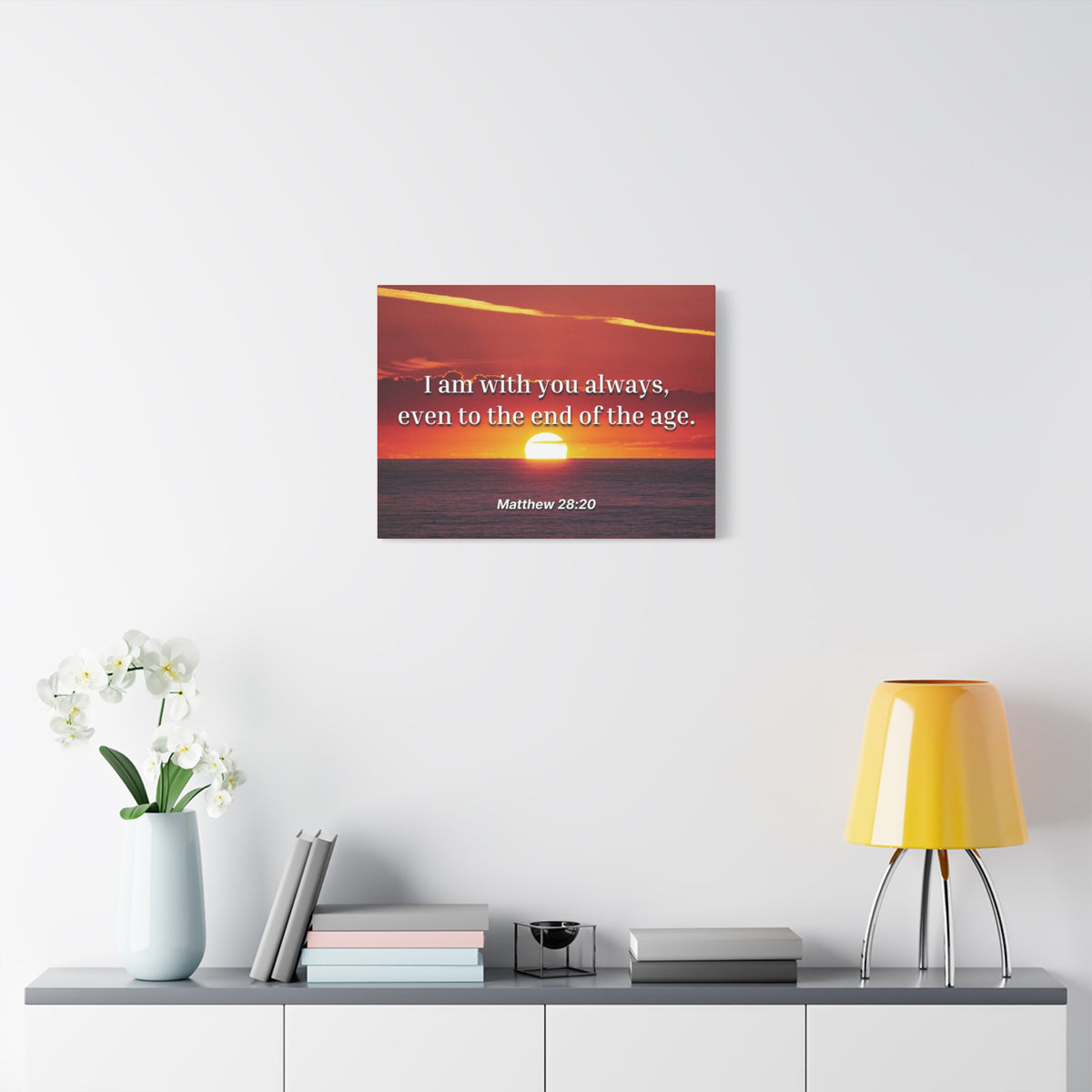 Scripture Canvas Unto The End Matthew 28:20 Christian Wall Art Bible Verse Print Ready to Hang