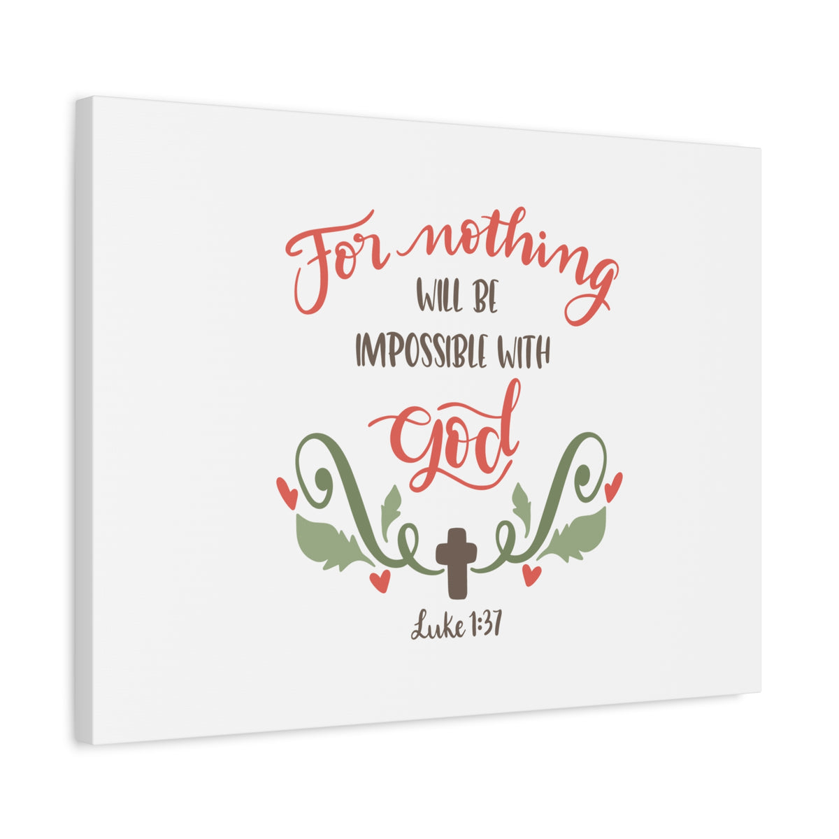 Scripture Canvas Nothing Impossible With God Luke 1:37 Christian Wall Art Bible Verse Print Ready to Hang