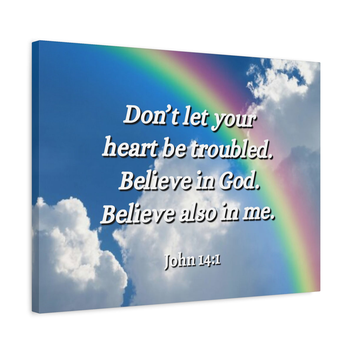 Scripture Canvas Believe In God John 14:1 Christian Wall Art Bible Verse Print Ready to Hang