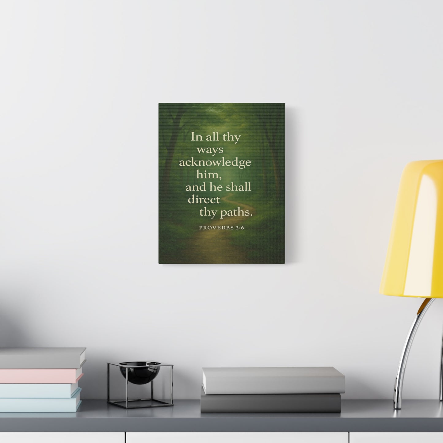 Bible Verse Canvas Proverbs 3:6 Christian Home Décor Wall Art Scripture Ready to Hang Faith Print