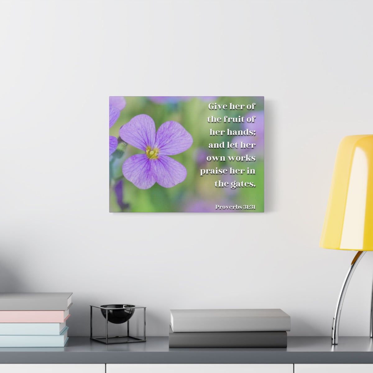Scripture Canvas The Fruit Of Her Hands Proverbs 31:31 Christian Wall Art Bible Verse Print Ready to Hang