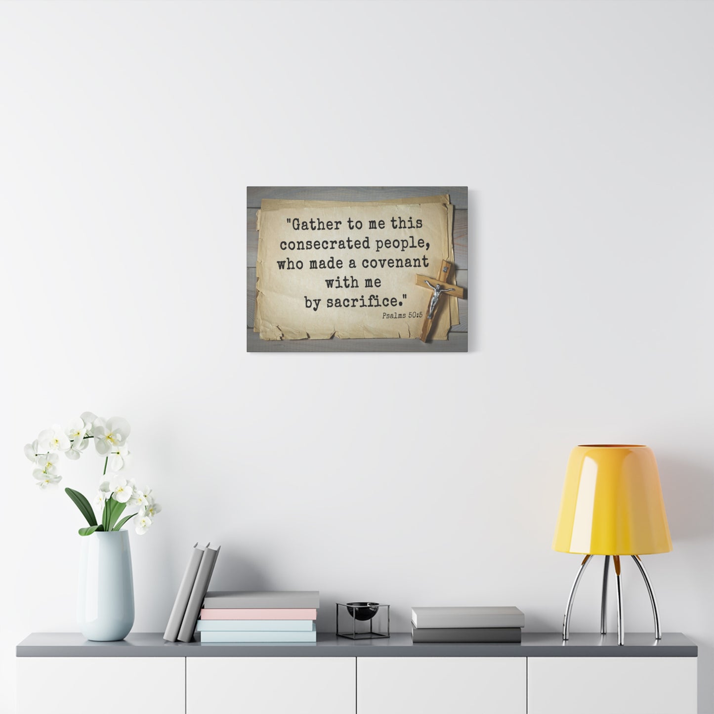 Scripture Walls By Sacrifice Psalm 50:5 Bible Verse Canvas Christian Wall Art Ready to Hang