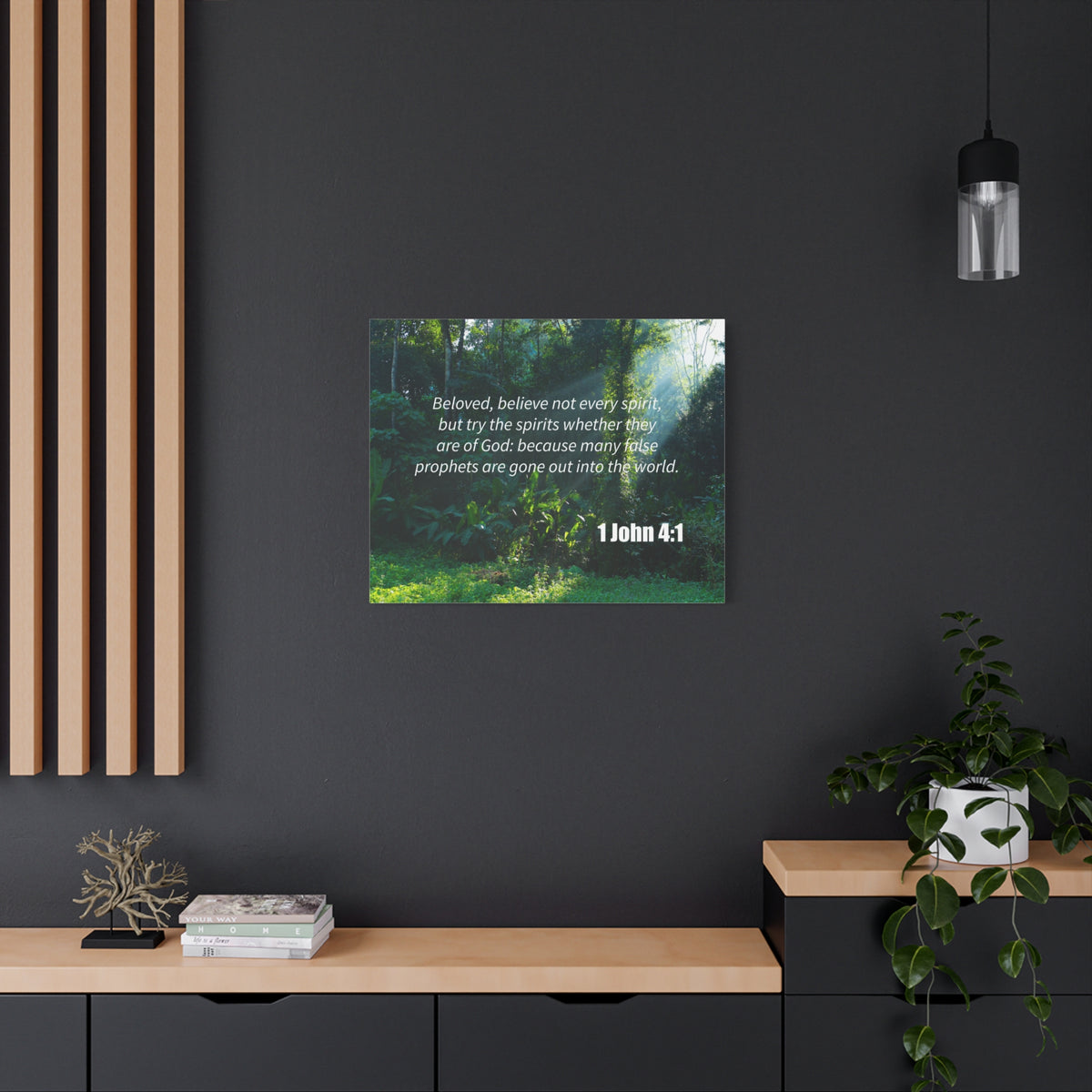 Scripture Canvas False Prophets 1 John 4:1 Christian Wall Art Bible Verse Print Ready to Hang