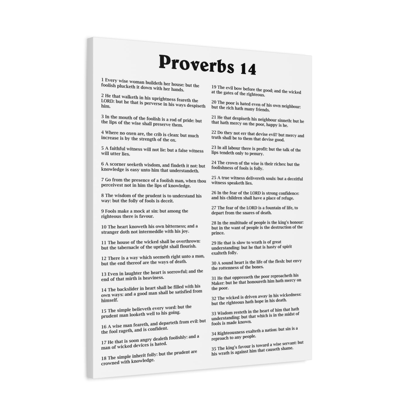 Scripture Walls Proverbs Chapter 14 White Bible Canvas Christian Wall Art Ready to Hang Unframed