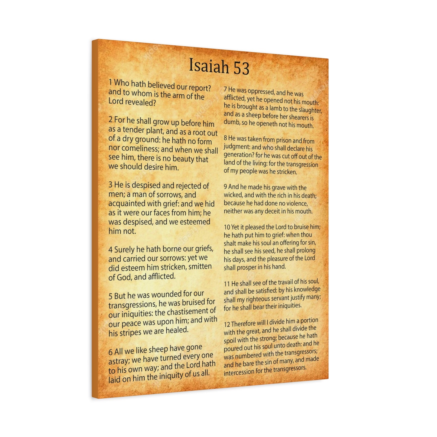 Scripture Walls Coming of Christ Isaiah 53 Chapter Gold Christian Wall Art Print Ready to Hang Unframed