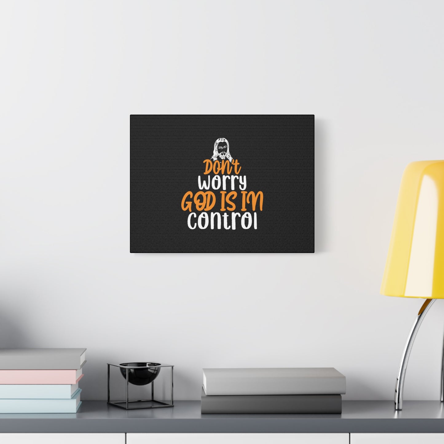 Scripture Canvas God Is In Control Psalm 118:6 Black Christian Wall Art Bible Verse Print Ready to Hang