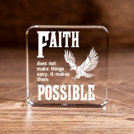 Luke 1:37 Faith Makes it Possible Large Square Paperweight Christian Gift-Express Your Love Gifts