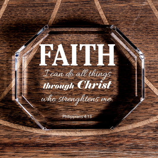 Philippians 4:13 Faith Octagonal Crystal Paperweight Christian Gift-Express Your Love Gifts
