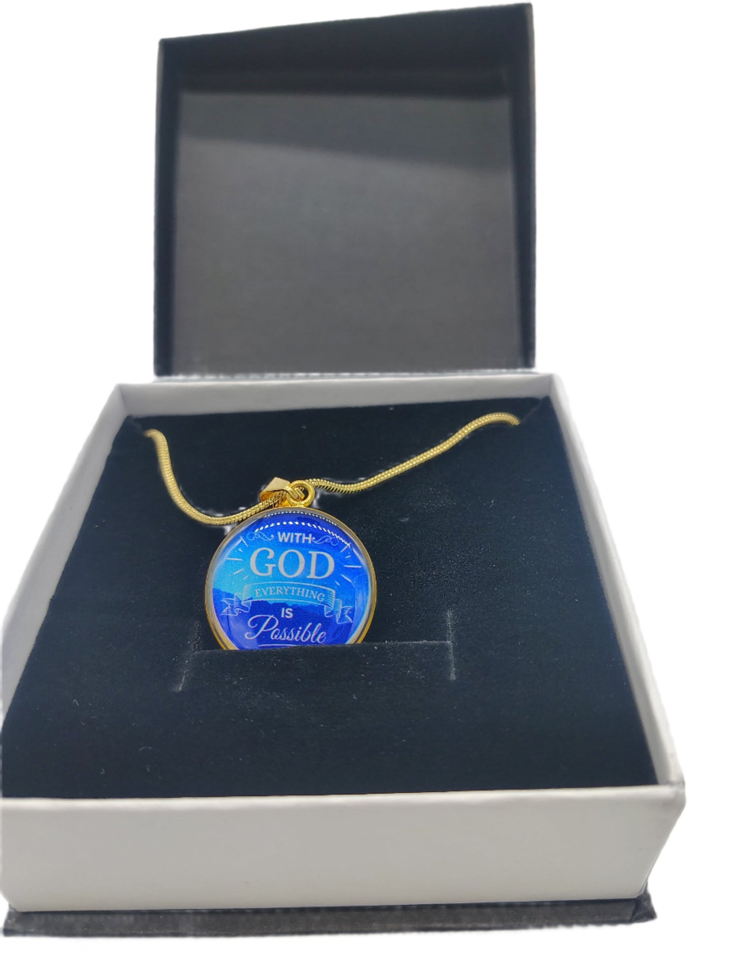 With God Everything Is Possible Circle Necklace Stainless Steel or 18k Gold 18-22"
