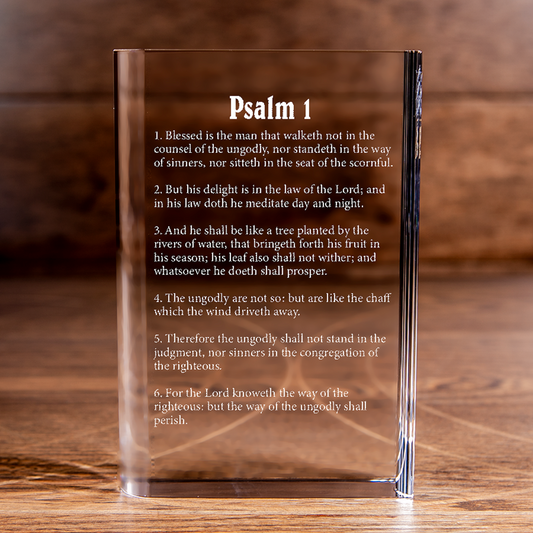 Psalm 1 Laser Engraved Crystal Book - Elegant Religious Gift for Devoted Believers Christian Gift-Express Your Love Gifts