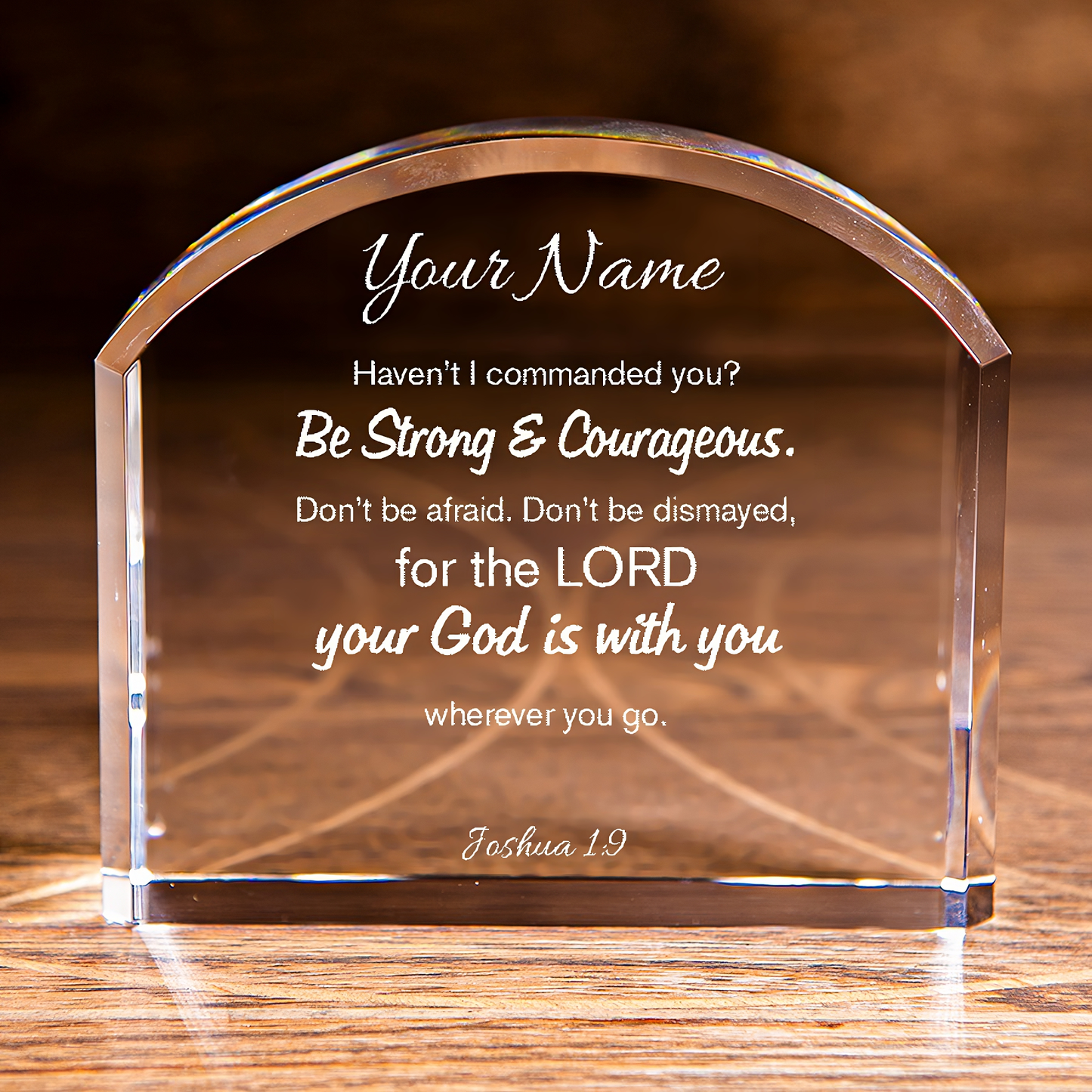 Joshua 1:9 Be Bold & Brave Top Crystal Personalized Christian Gift-Express Your Love Gifts