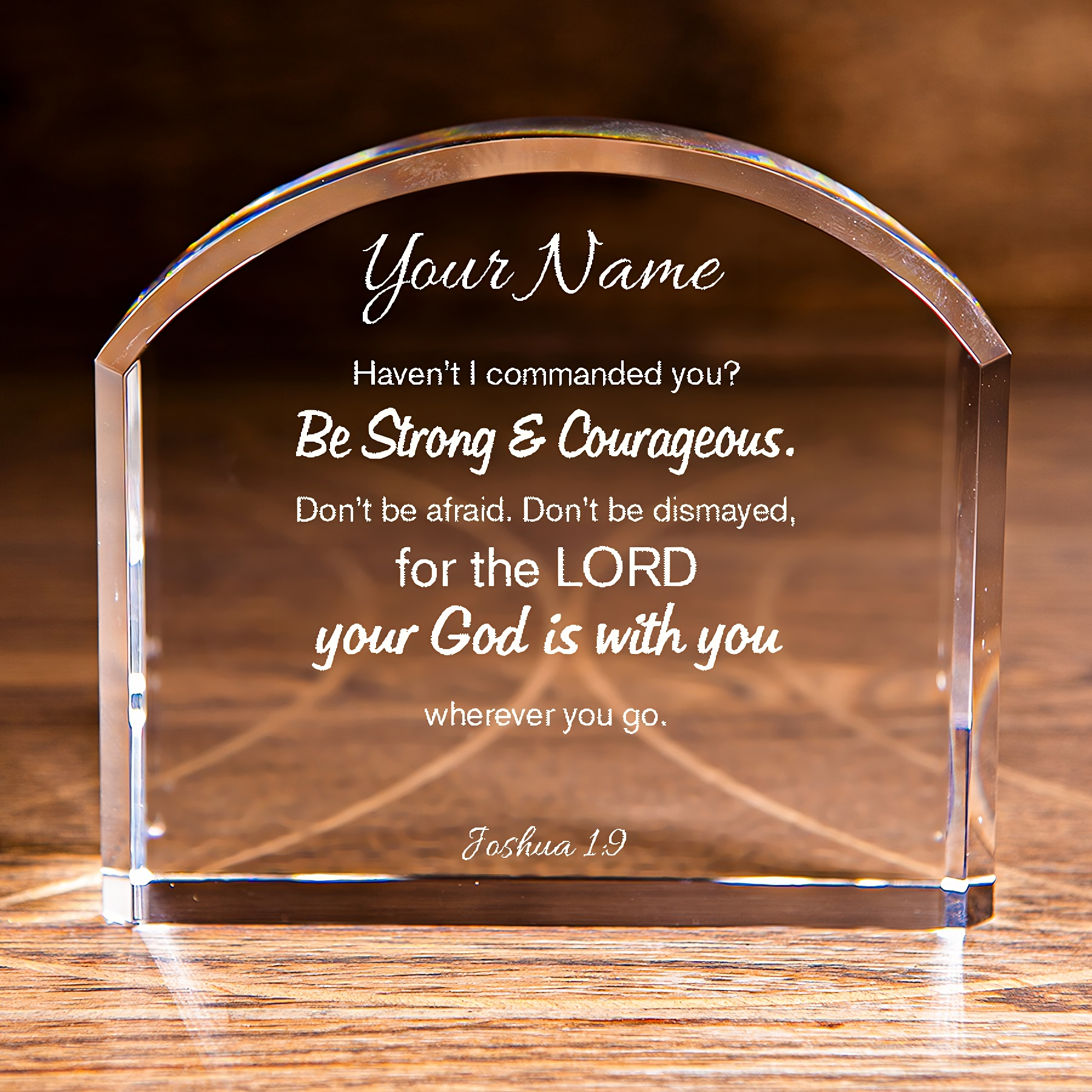 Joshua 1:9 Be Bold & Brave Top Crystal Personalized Christian Gift-Express Your Love Gifts