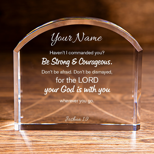 Joshua 1:9 Be Bold & Brave Top Crystal Personalized Christian Gift-Express Your Love Gifts