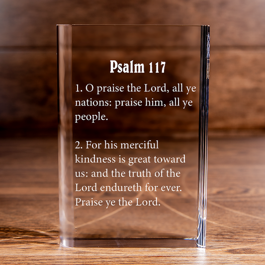 Psalm 117 Laser Engraved Crystal Book - Elegant Religious Gift for Devoted Believers Christian Gift-Express Your Love Gifts